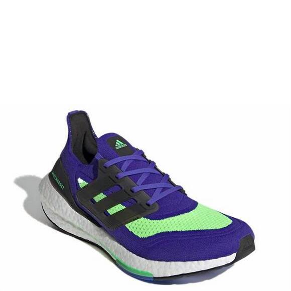 NEW ADIDAS men's ultraboost 21 running shoe in sonic ink/core black/screaming in